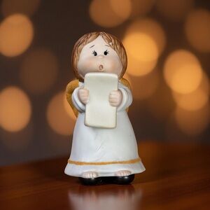 Jasco Porcelain Caroling Angel Bell 1980